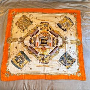 Orange and White Patterned Scarf